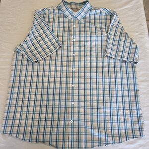 Duluth Trading Co. Plaid 2XL Tall Relaxed Fit Short Sleeve Button Down Mens